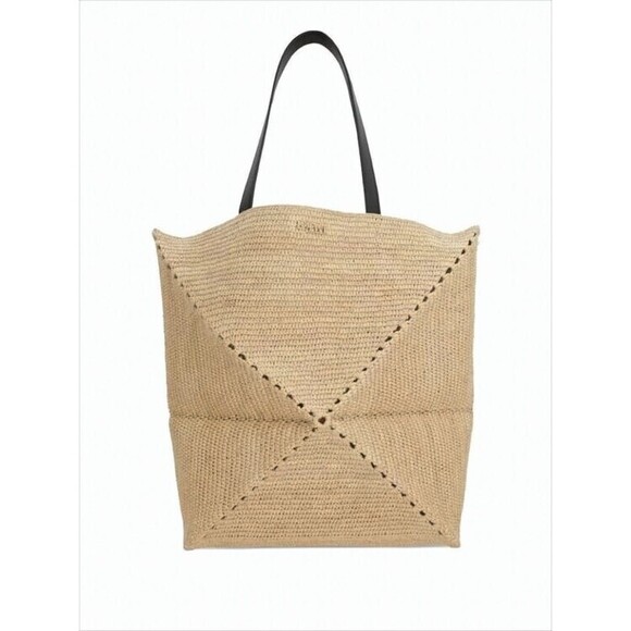 Loewe Geometric Raffia Tote Bag With Contrasting Leather Handles - NWT